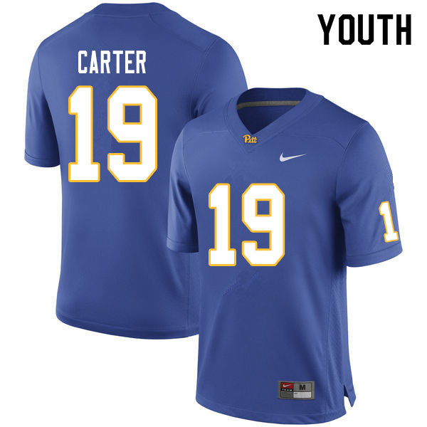 Youth #19 V'Lique Carter Pitt Panthers College Football Jerseys Sale-Royal